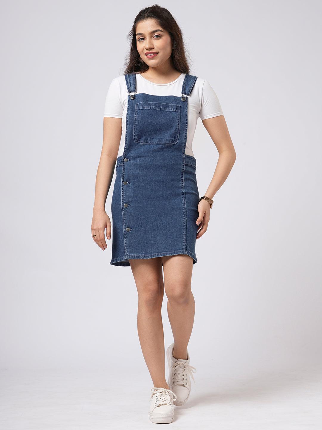 white christmas dresses Girls Denim Dungaree Skirt – Kiddopanti main image 0