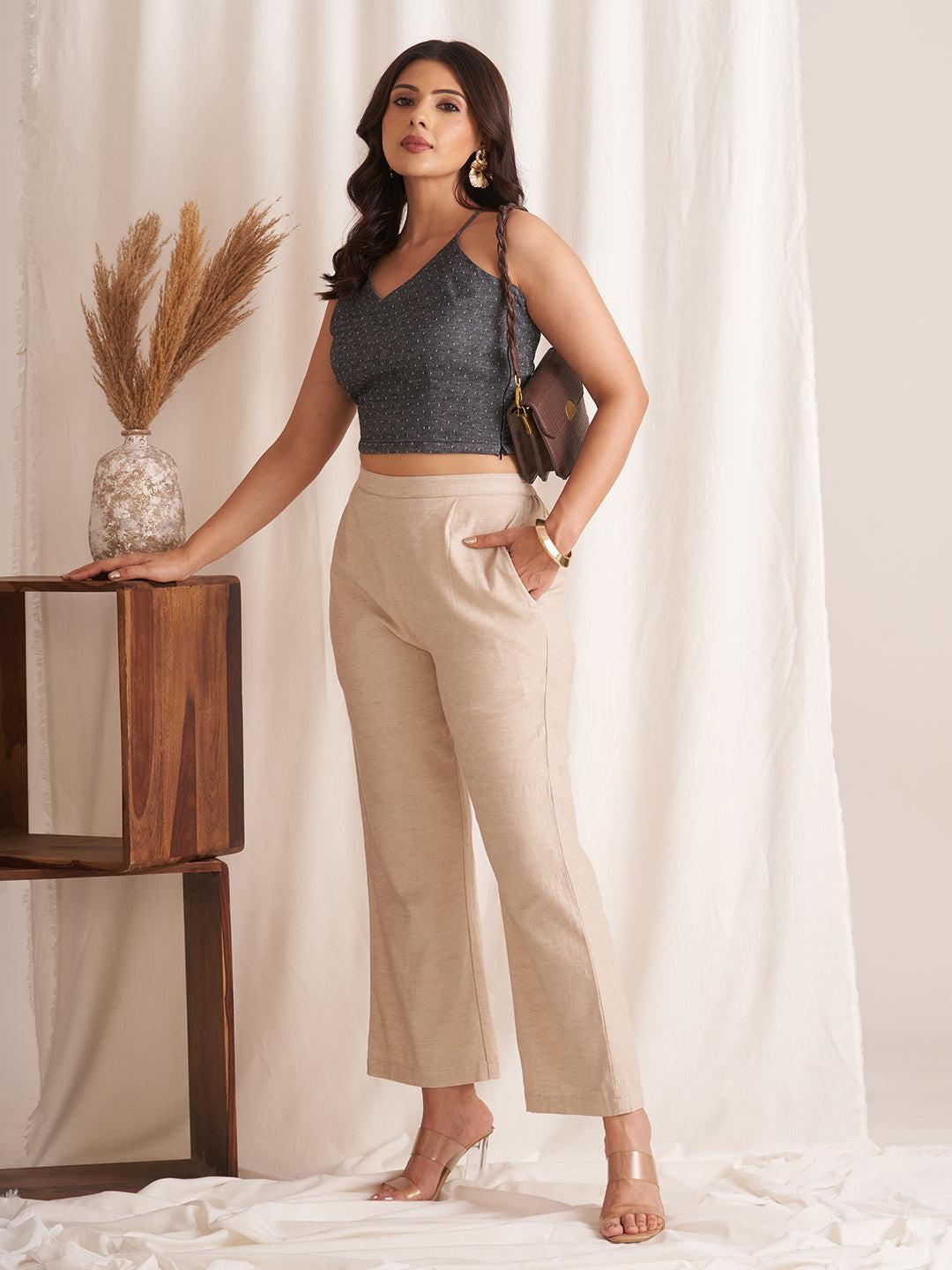 Linen Blend Pull-On Pants