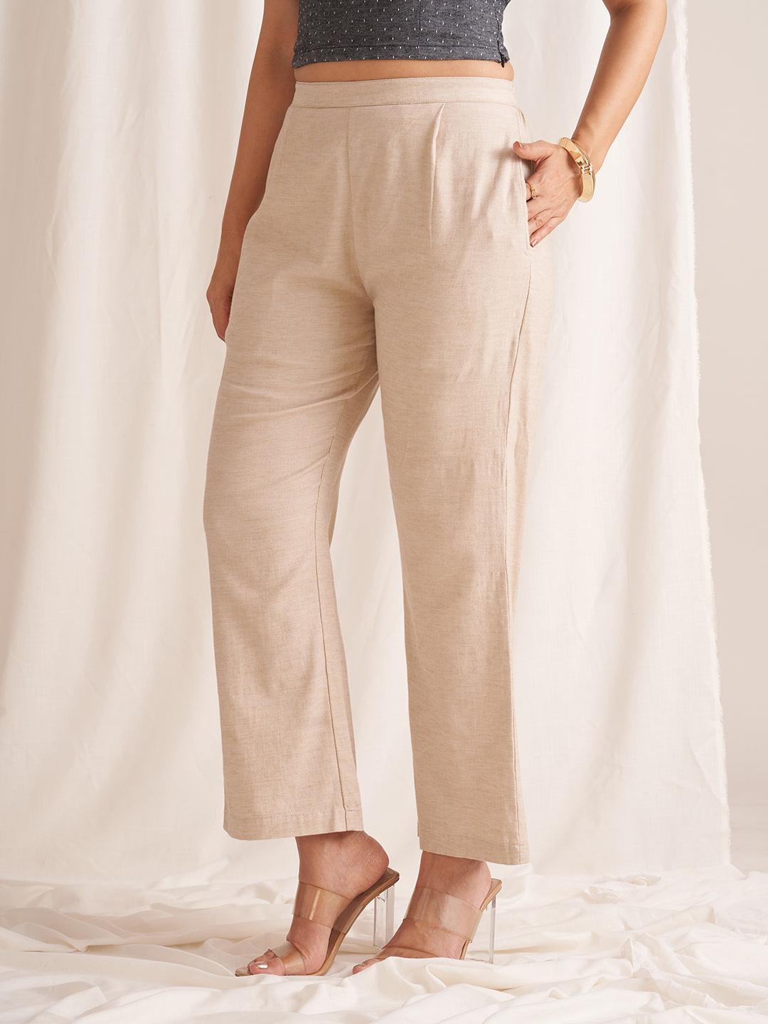 Linen Blend Pull-On Pants