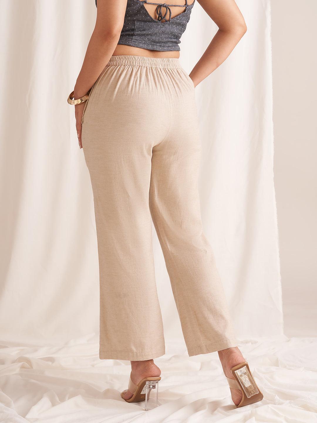Linen Blend Pull-On Pants