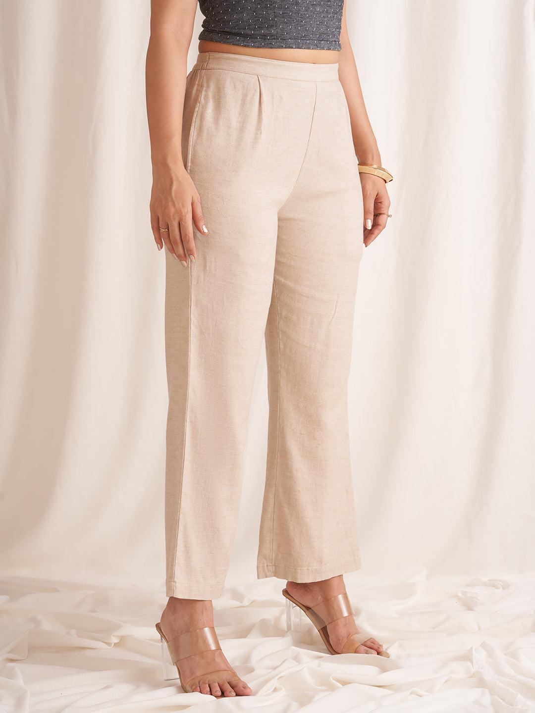 Linen Blend Pull-On Pants