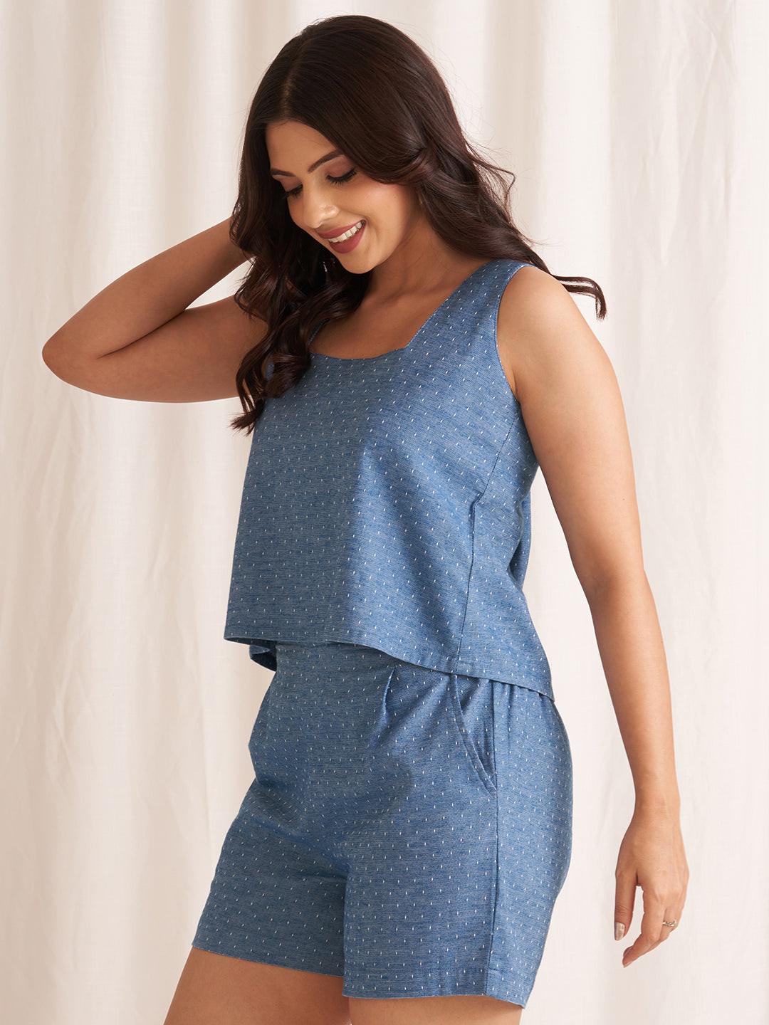 Linen Blend Square Neck Top