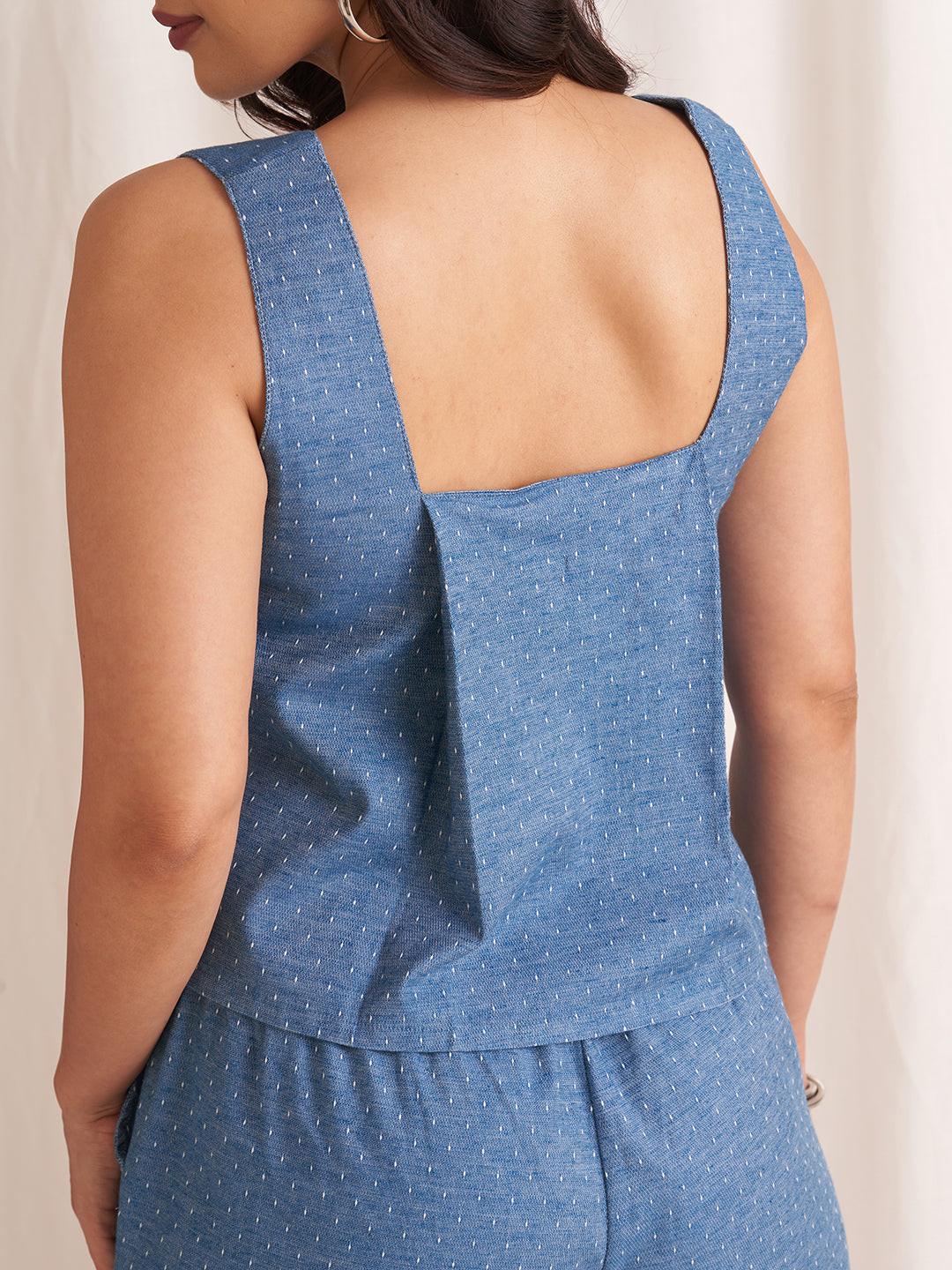 Linen Blend Square Neck Top