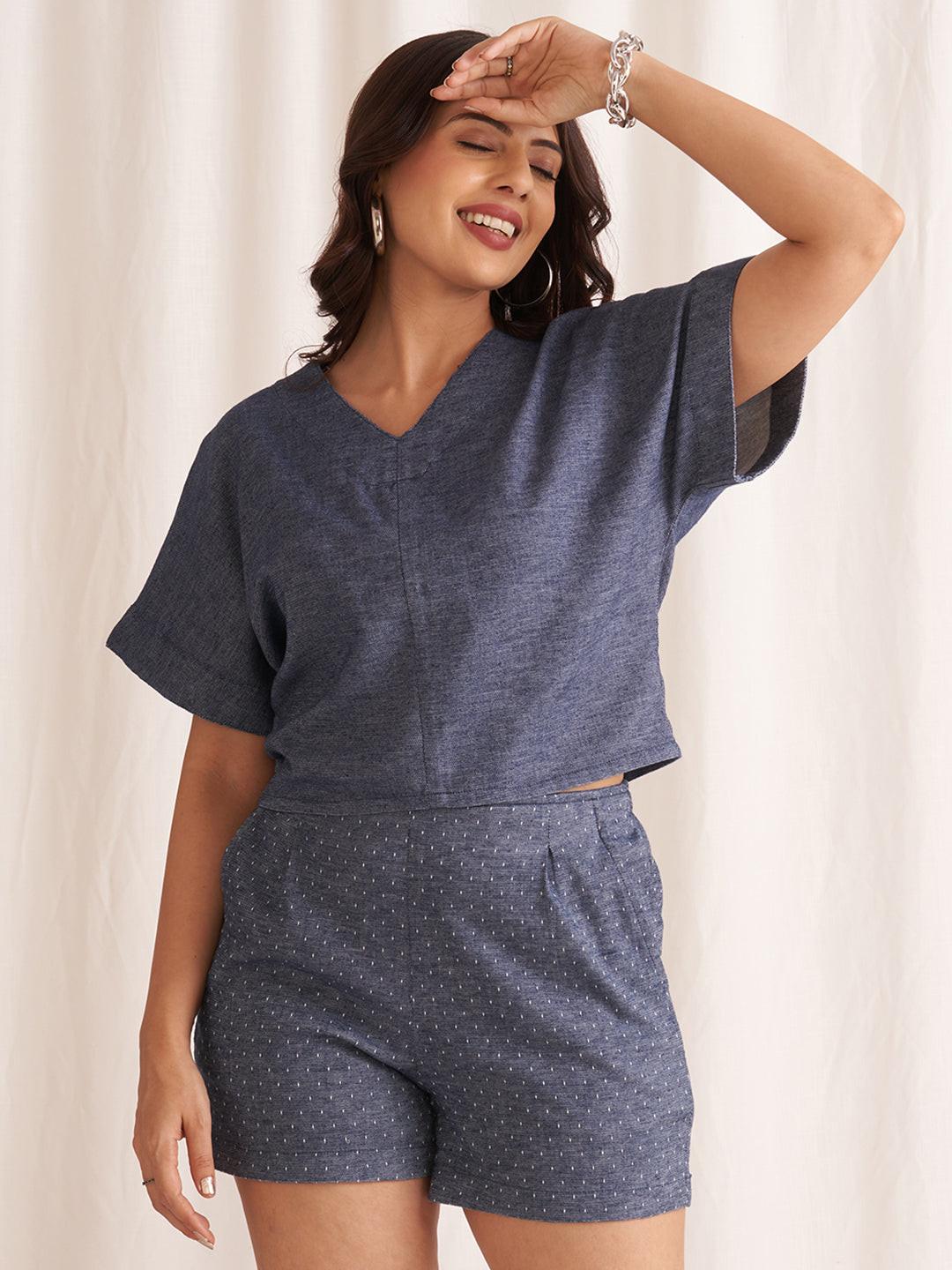 Linen Blend V-Neck Top