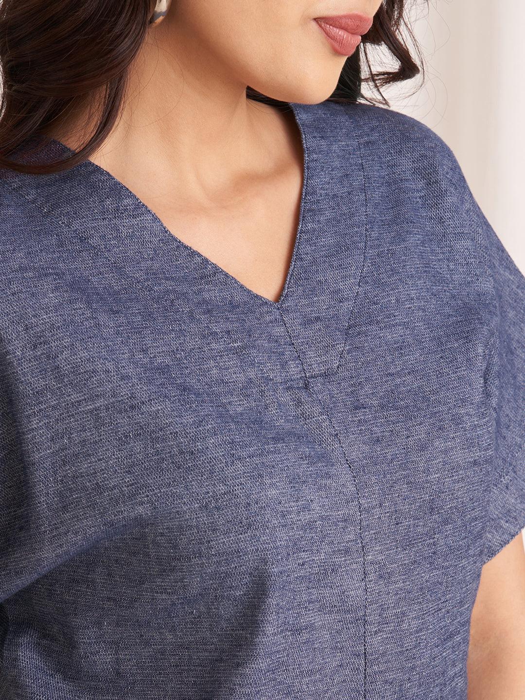 Linen Blend V-Neck Top