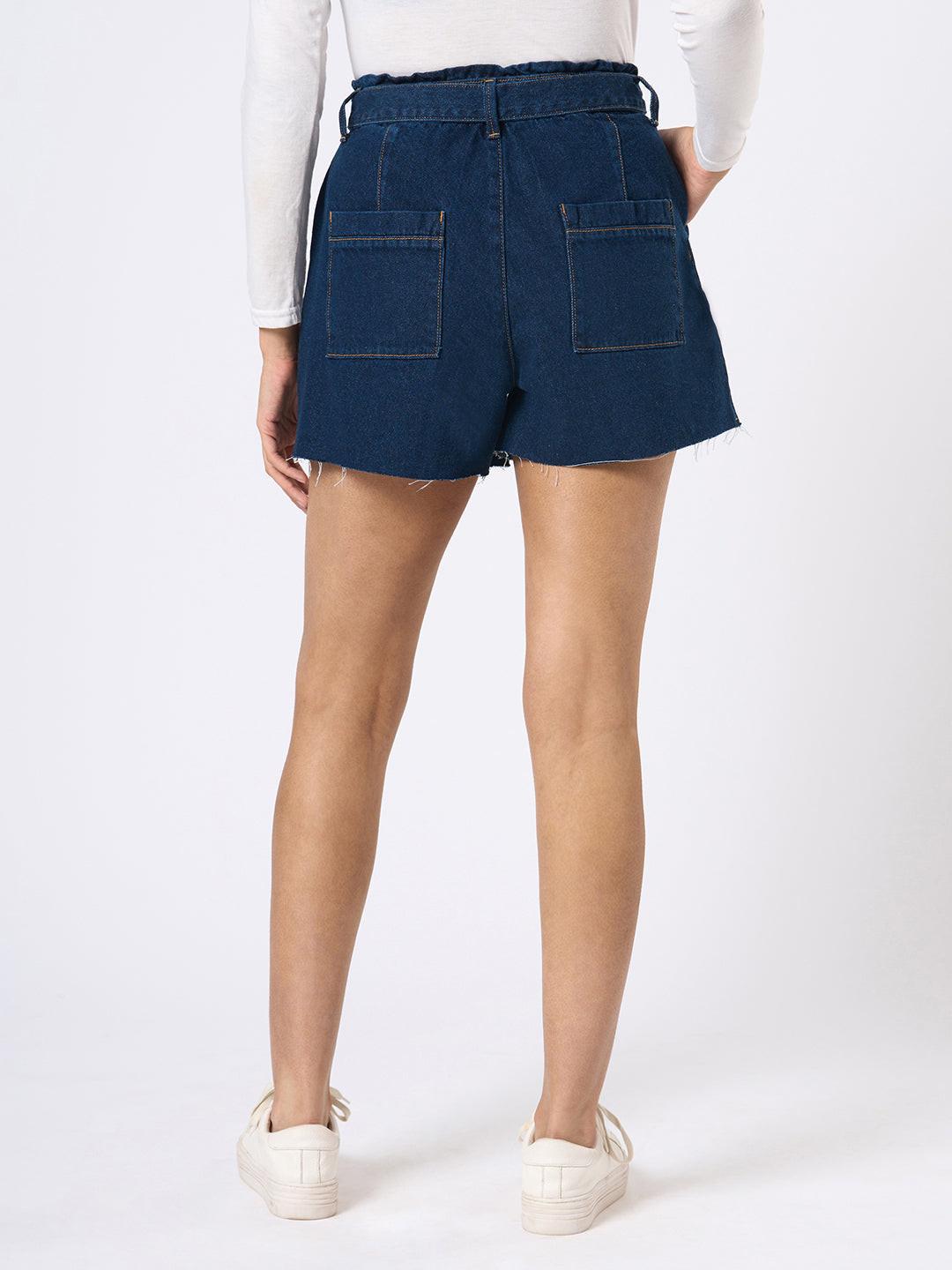 Paperbag Denim Shorts