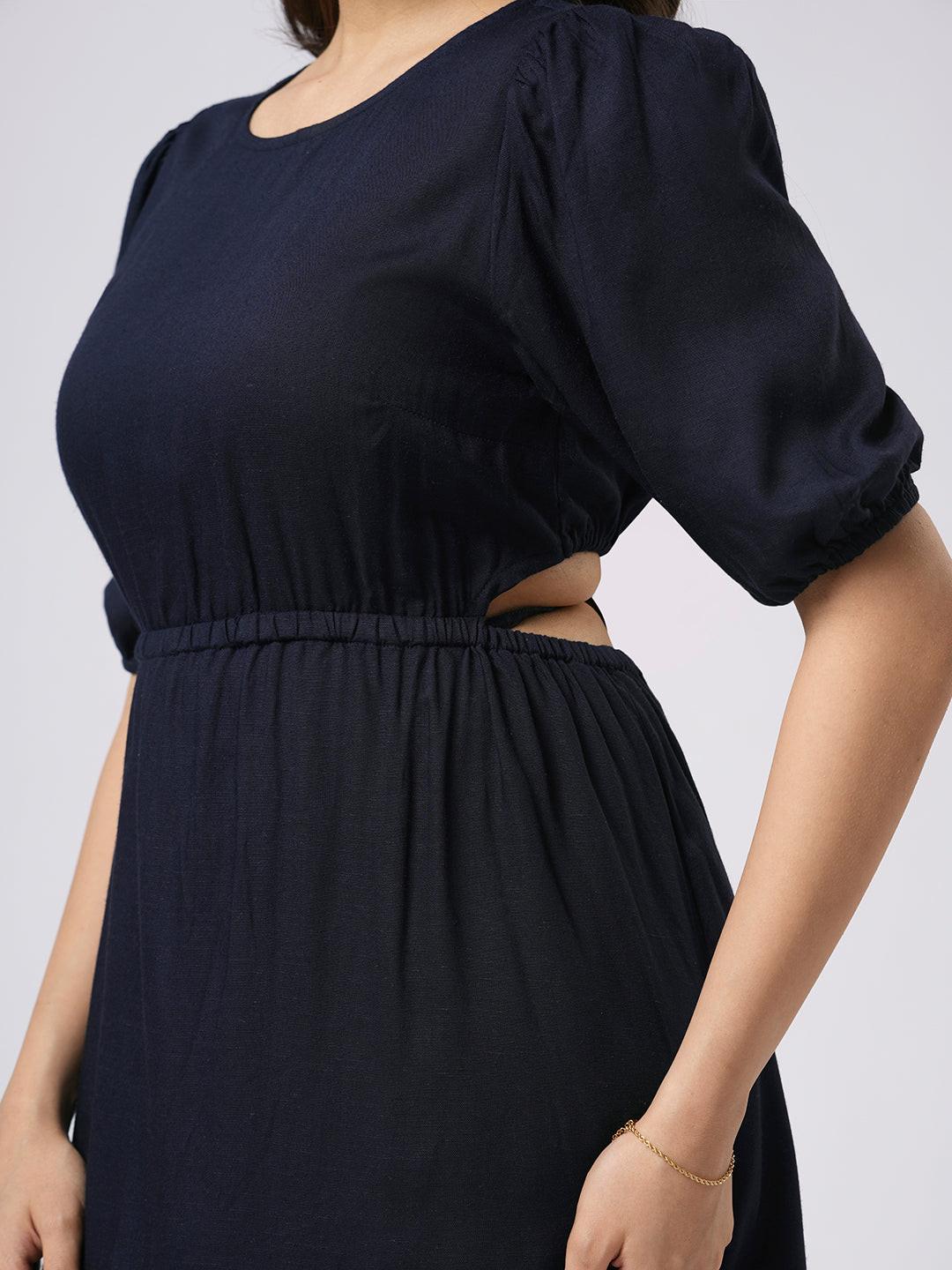 Backless Linen Midi Dress.