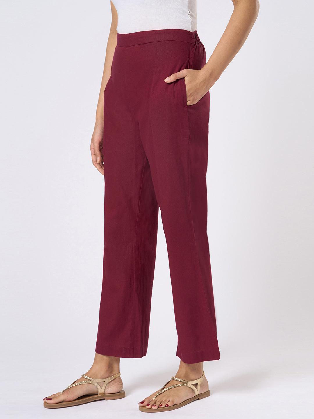 Maroon wide-leg pants by Rerasa