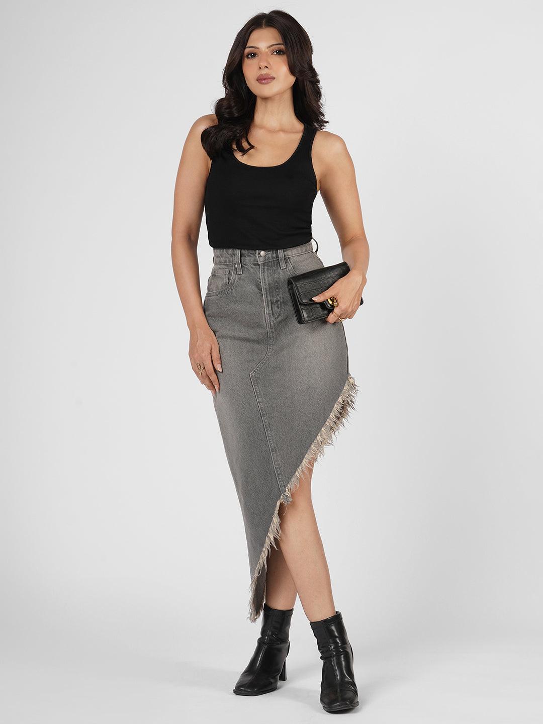  Asymmetrical Denim Skirt by Rerasa