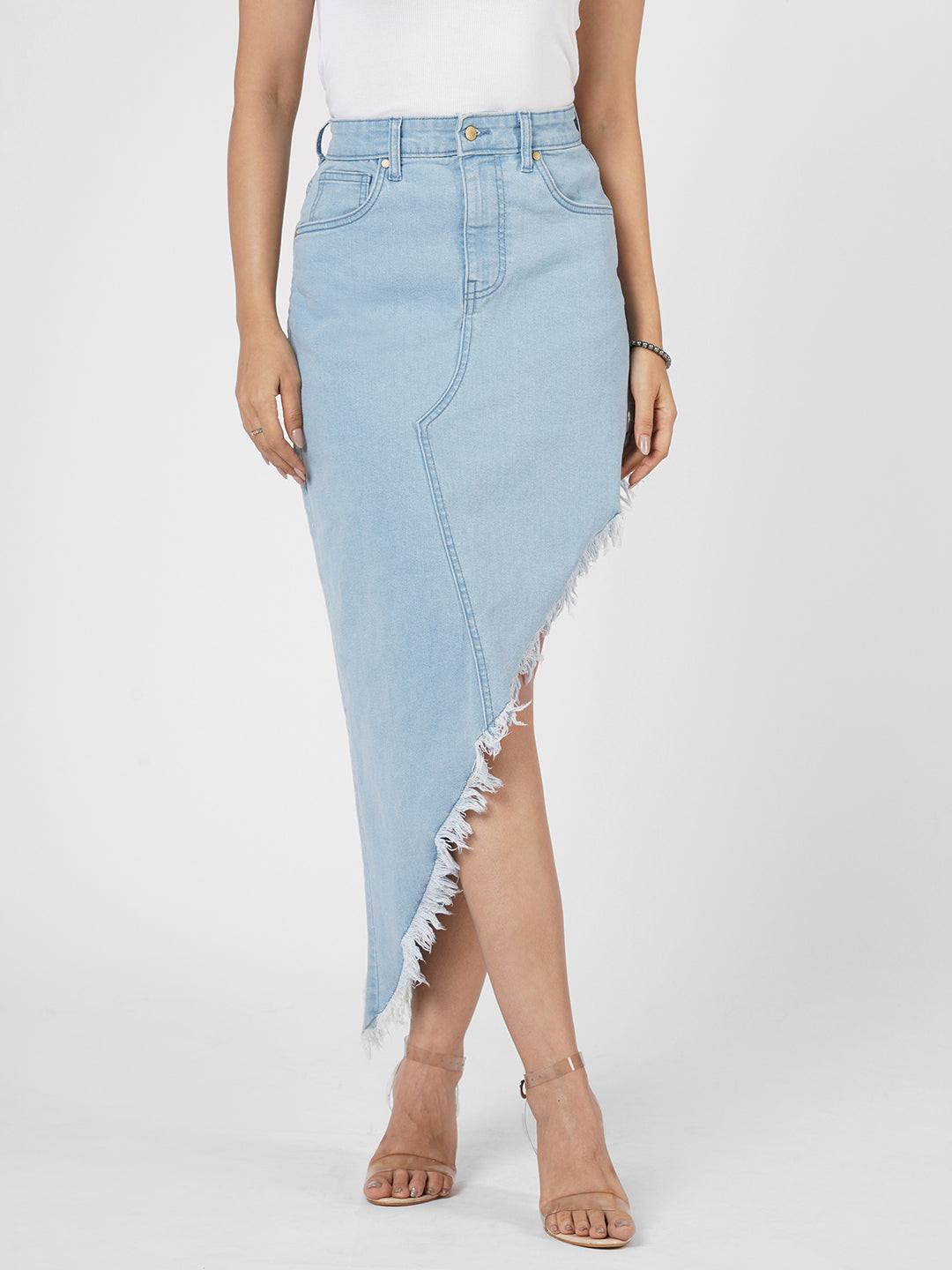  Asymmetrical Denim Skirt by Rerasa