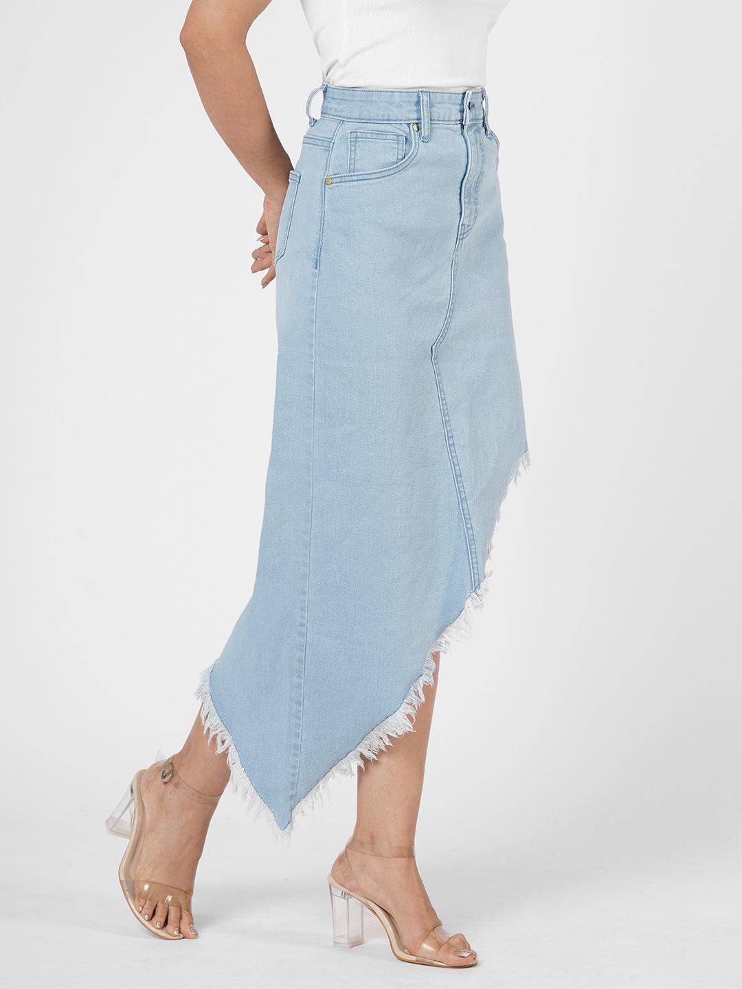  Asymmetrical Denim Skirt by Rerasa
