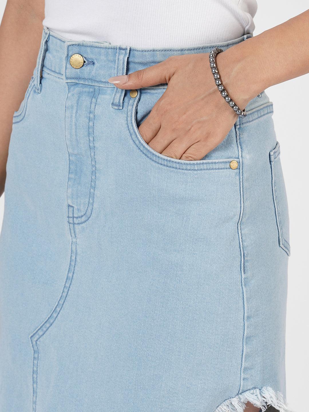  Asymmetrical Denim Skirt by Rerasa