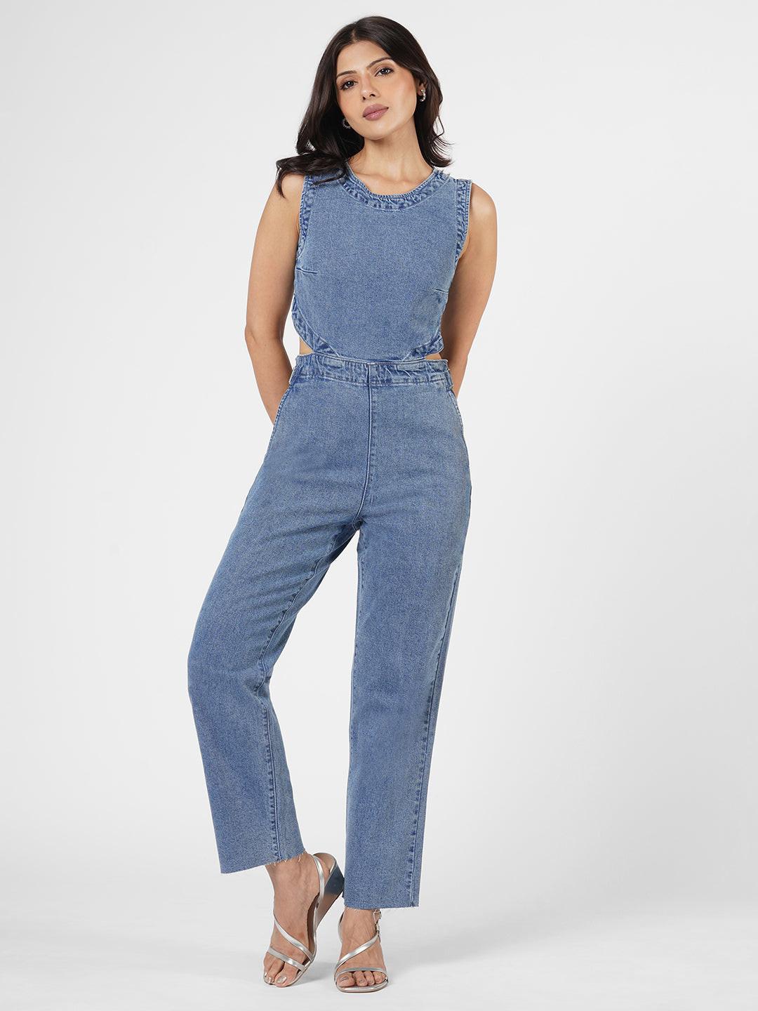 Backless Denim Jumpsuit by Rerasa