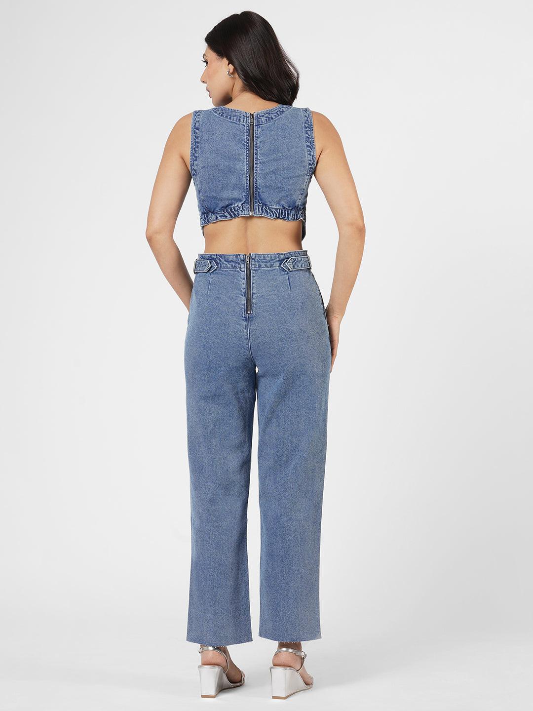 Backless Denim Jumpsuit by Rerasa