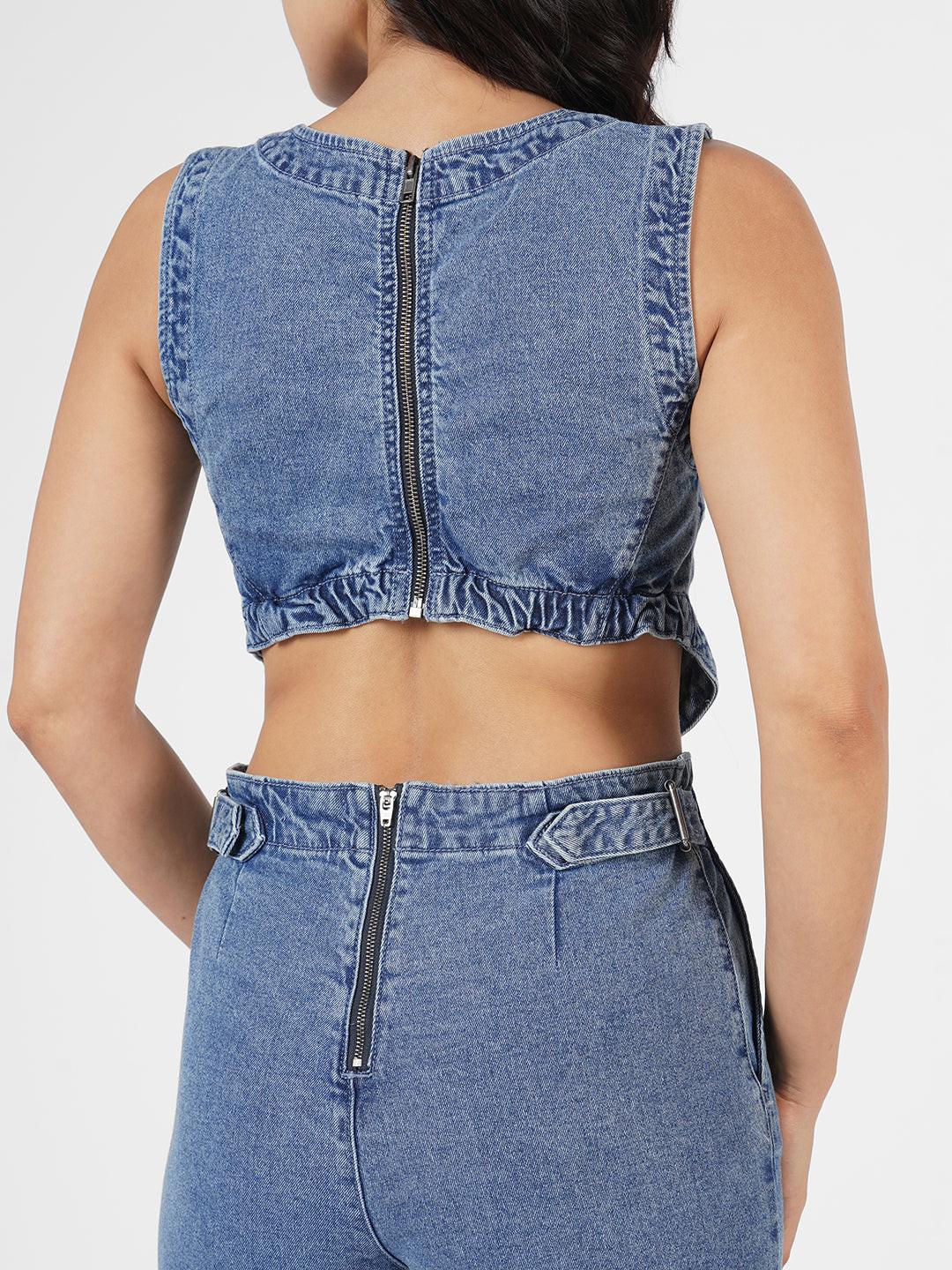 Backless Denim Jumpsuit by Rerasa