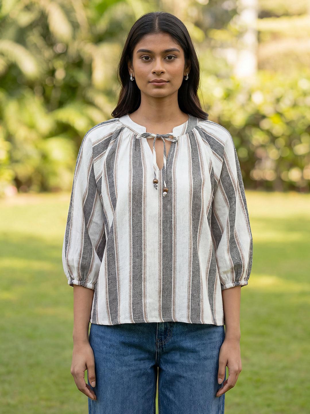 Woman wearing a striped blouse  by rerasa