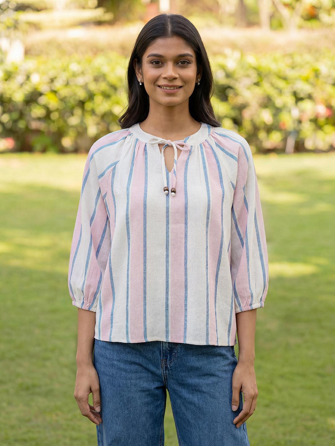 Woman wearing a striped blouse by Rerasa