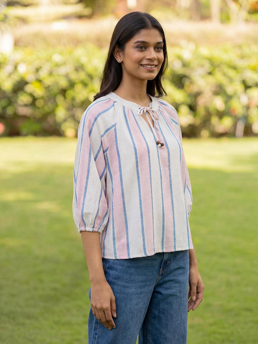 Woman wearing a striped blouse by Rerasa