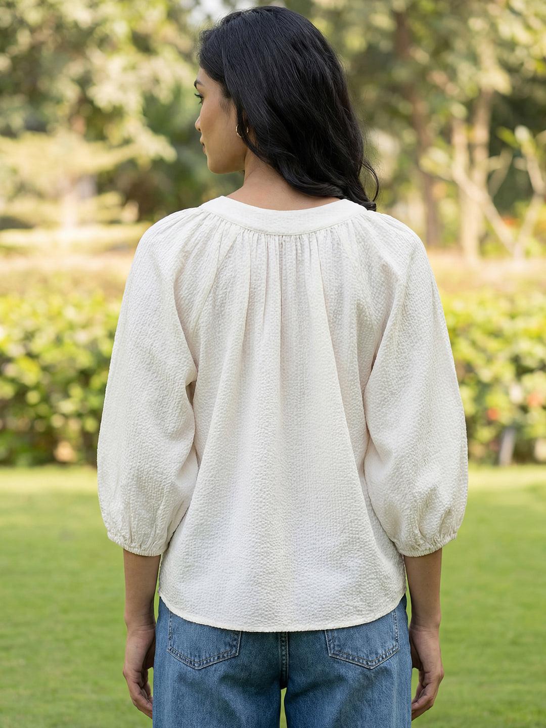 Balloon Sleeves Top | Rerasa