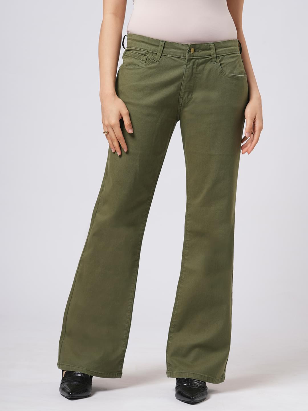 Olive bootcut jeans by Rerasa
