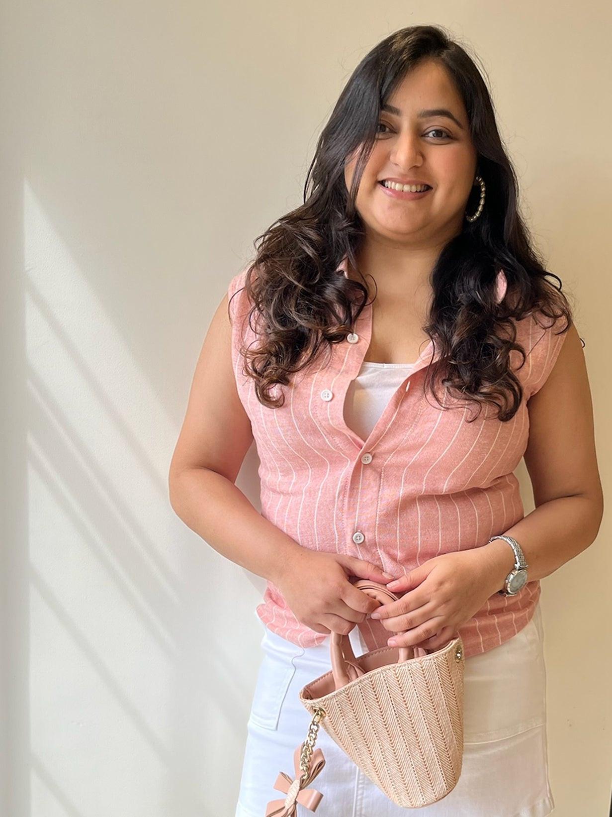 Cap Sleeve Linen Blend Shirt