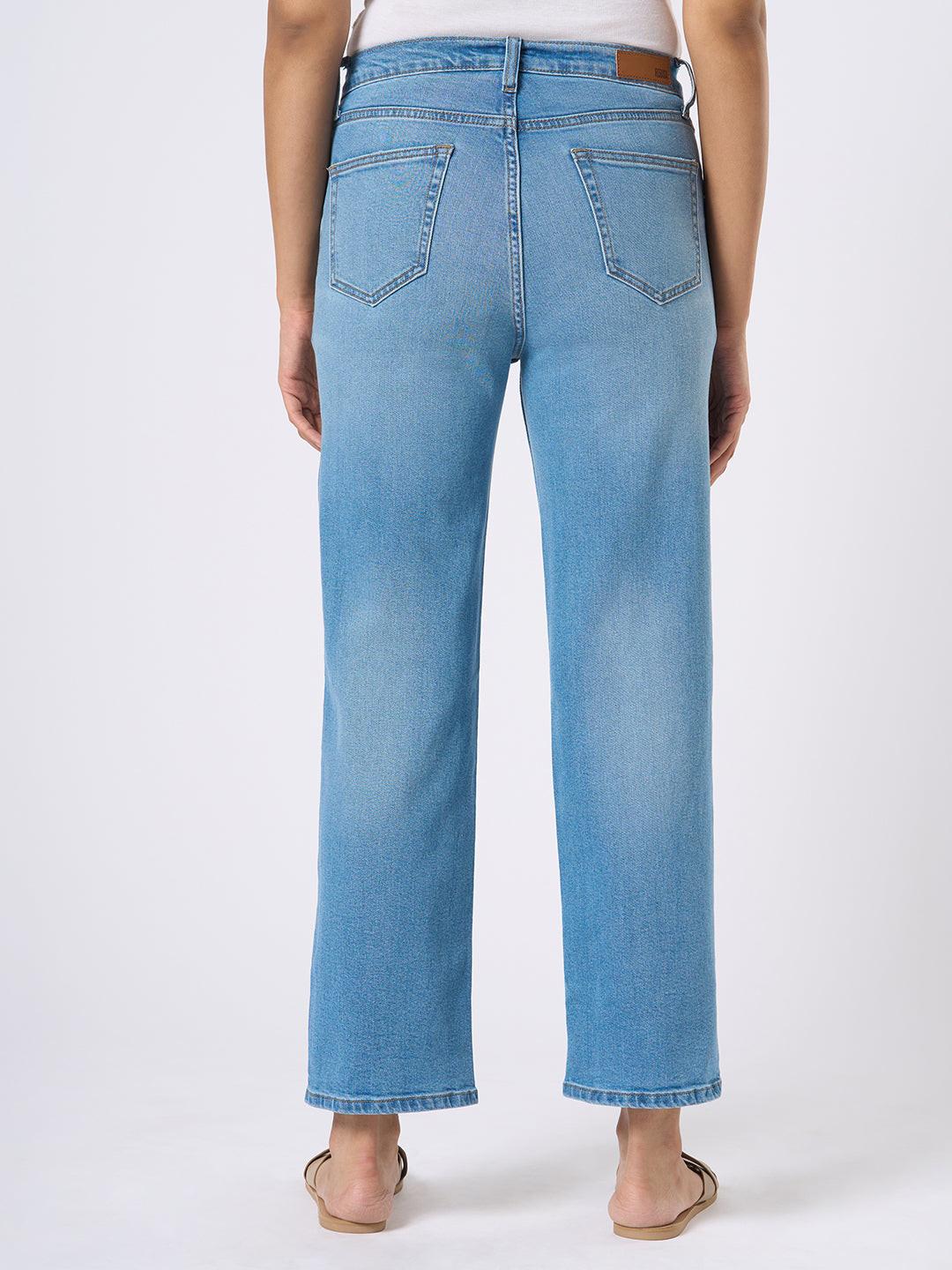 Light Rerasa blue jeans worn by a person on a white background