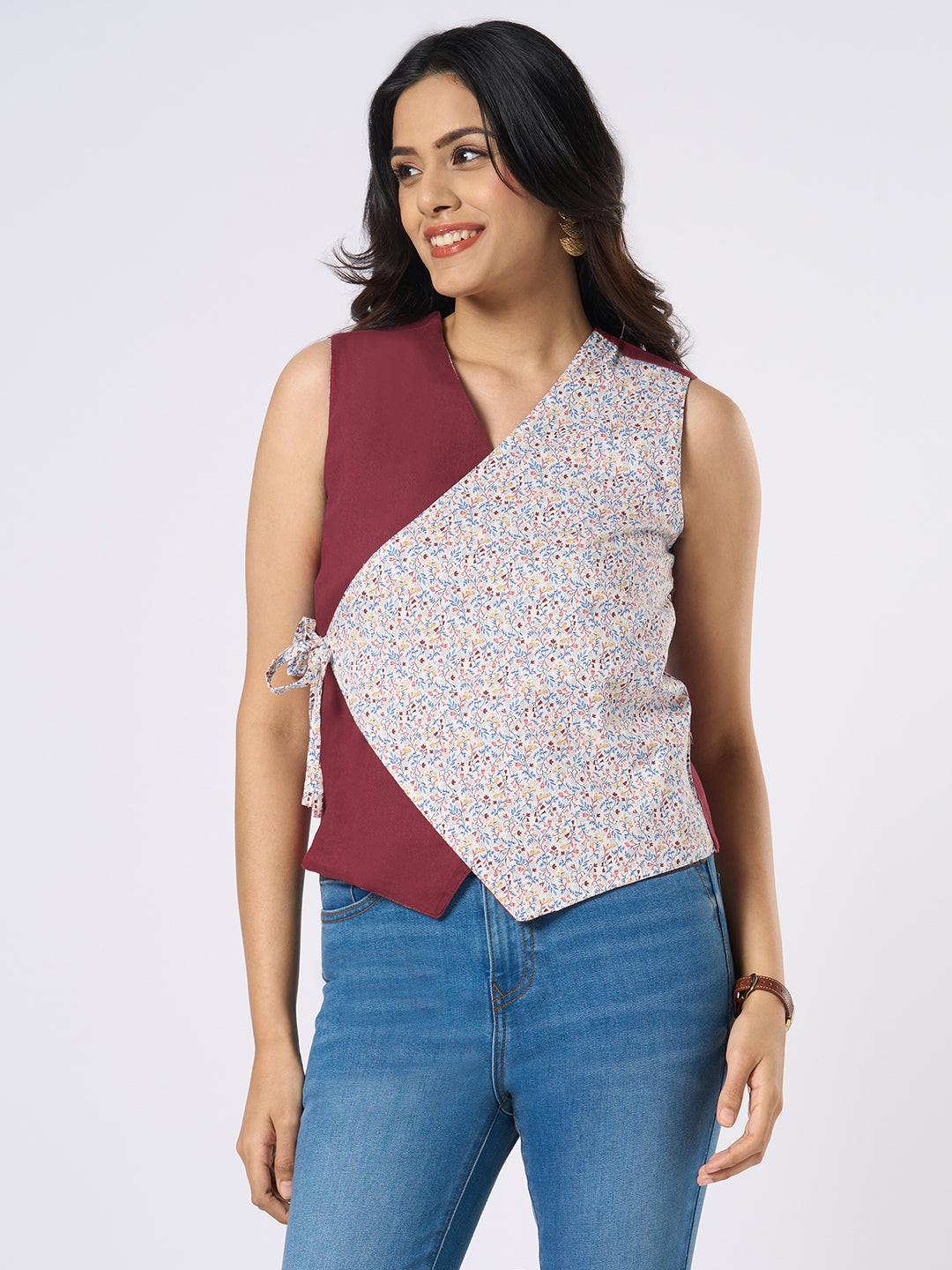 Rerasa Contrast Wrap Top