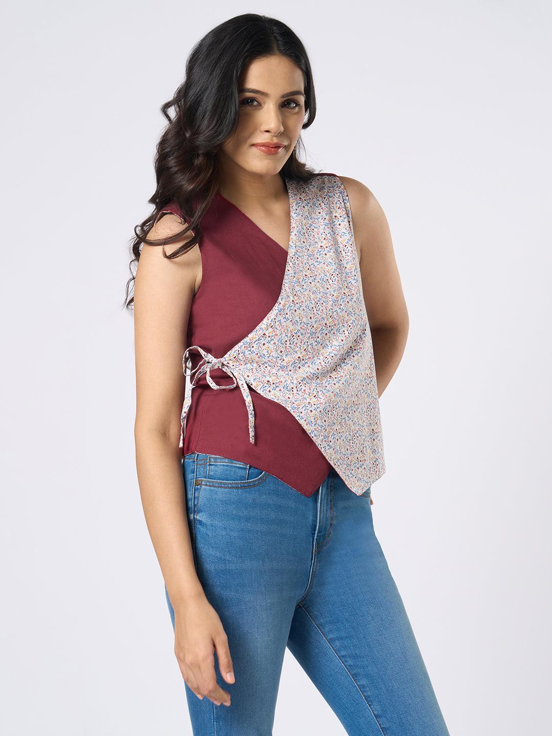 Rerasa Contrast Wrap Top