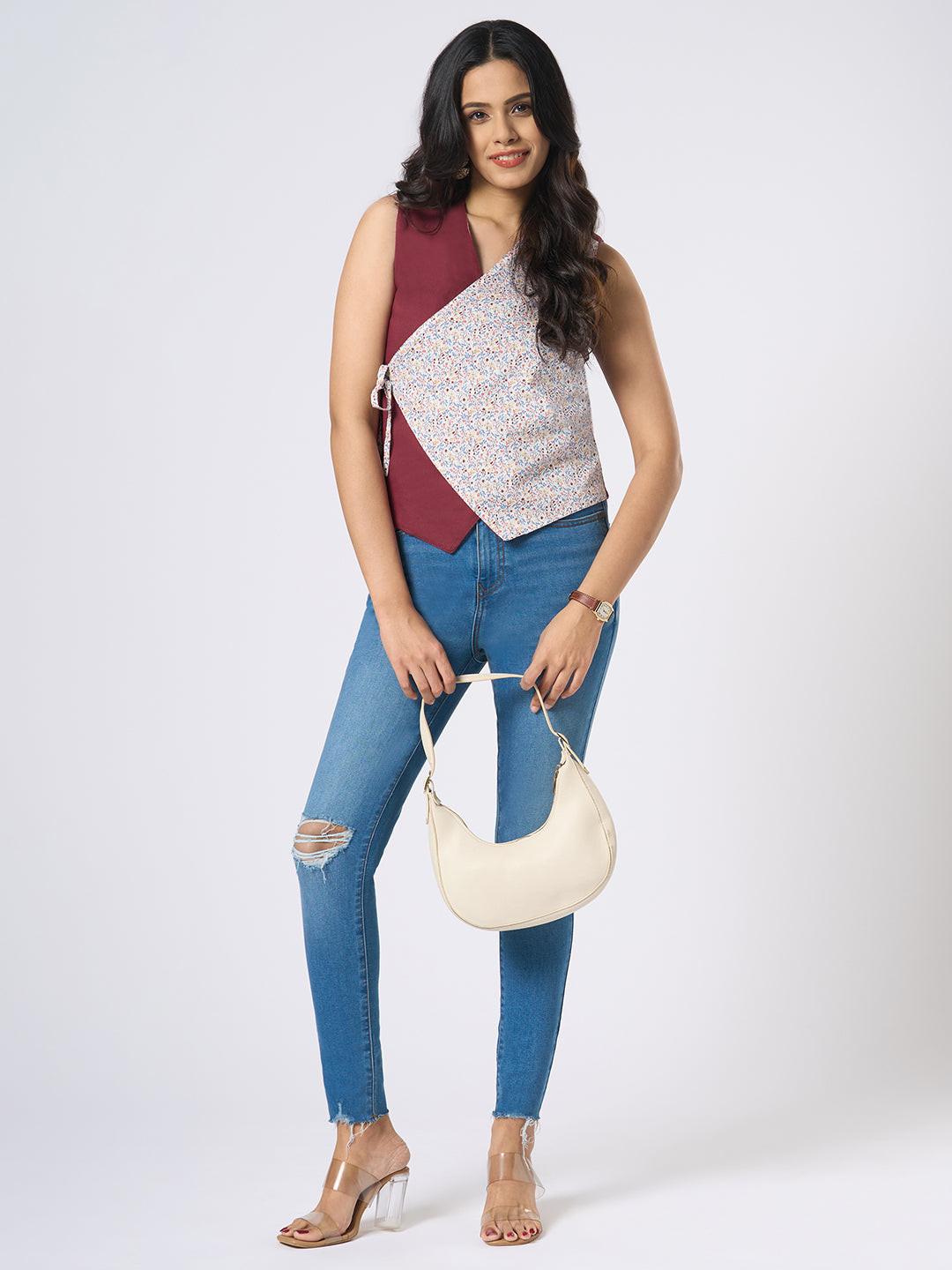 Rerasa Contrast Wrap Top