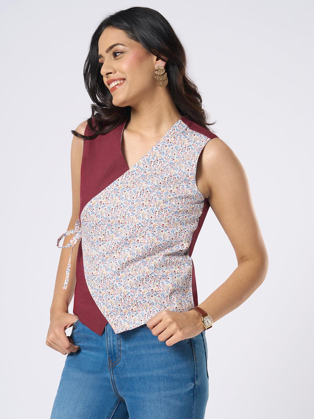 Rerasa Contrast Wrap Top