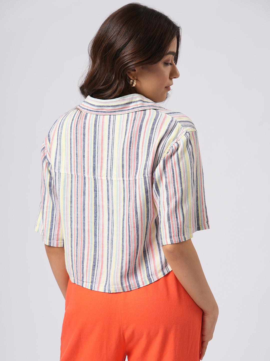 Cropped Linen Blend Shirt.