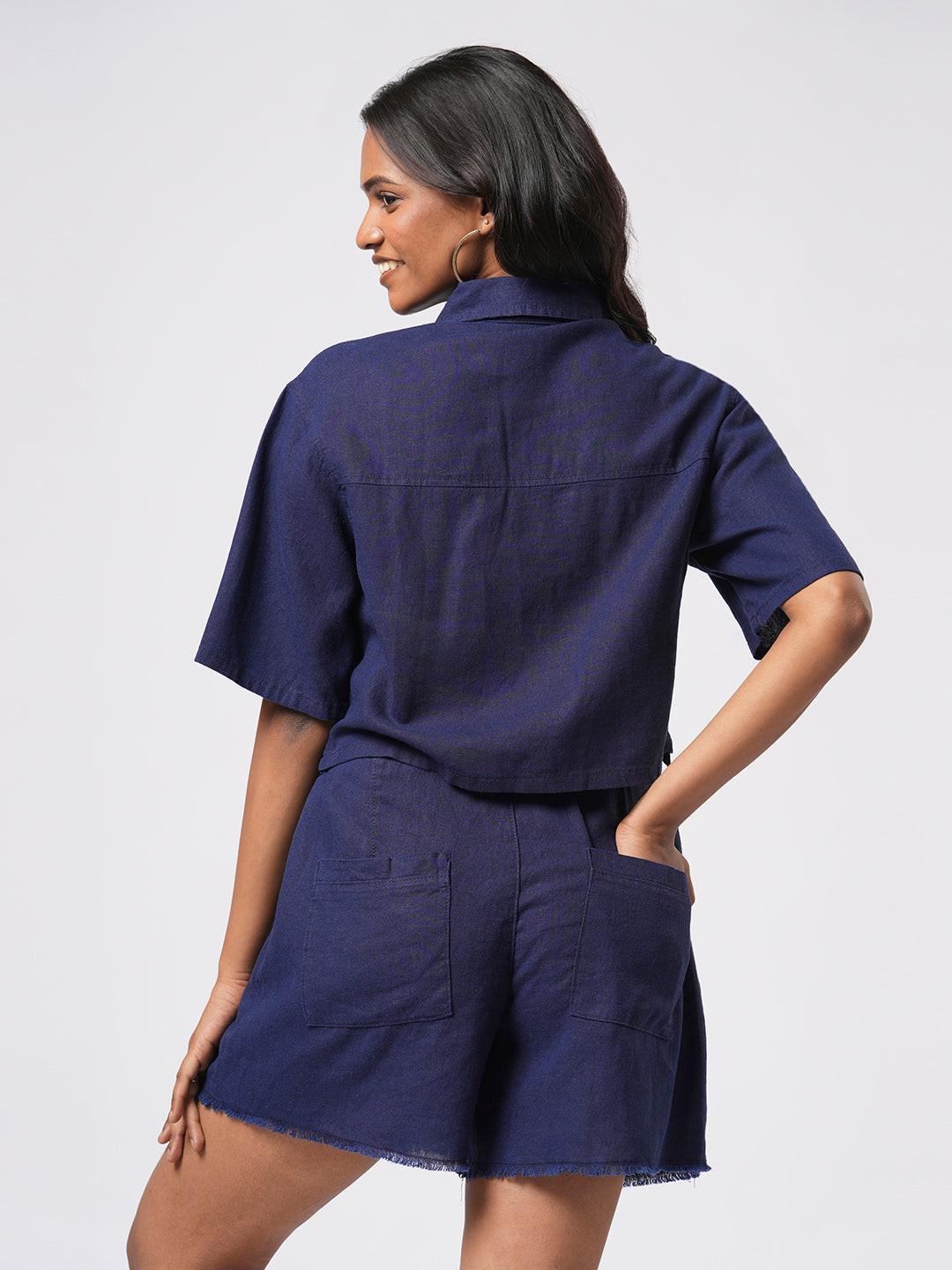 Cropped Linen Blend Shirt.