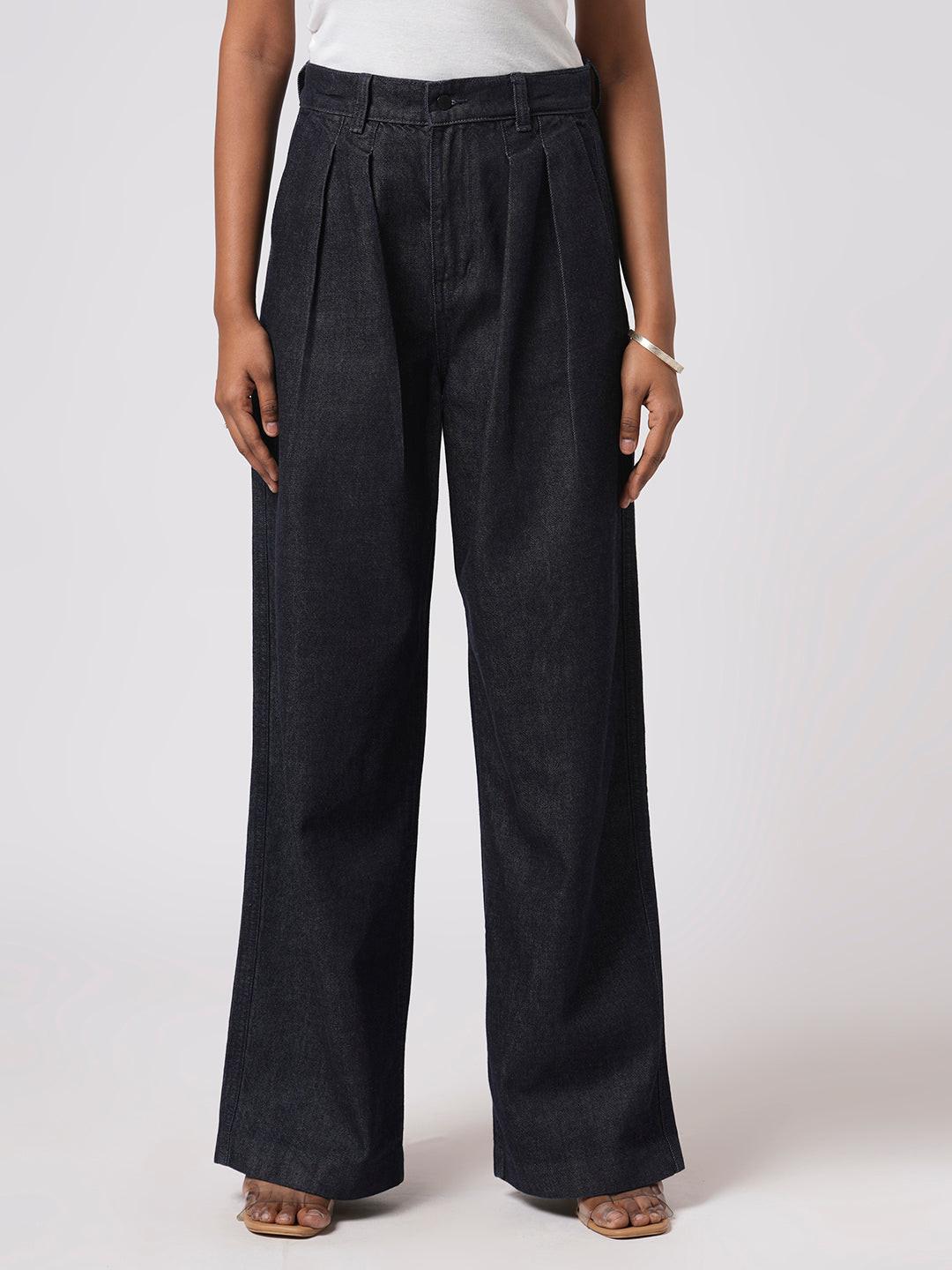 Denim Pin Tucked Pants.