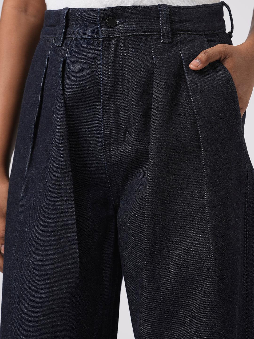 Denim Pin Tucked Pants.
