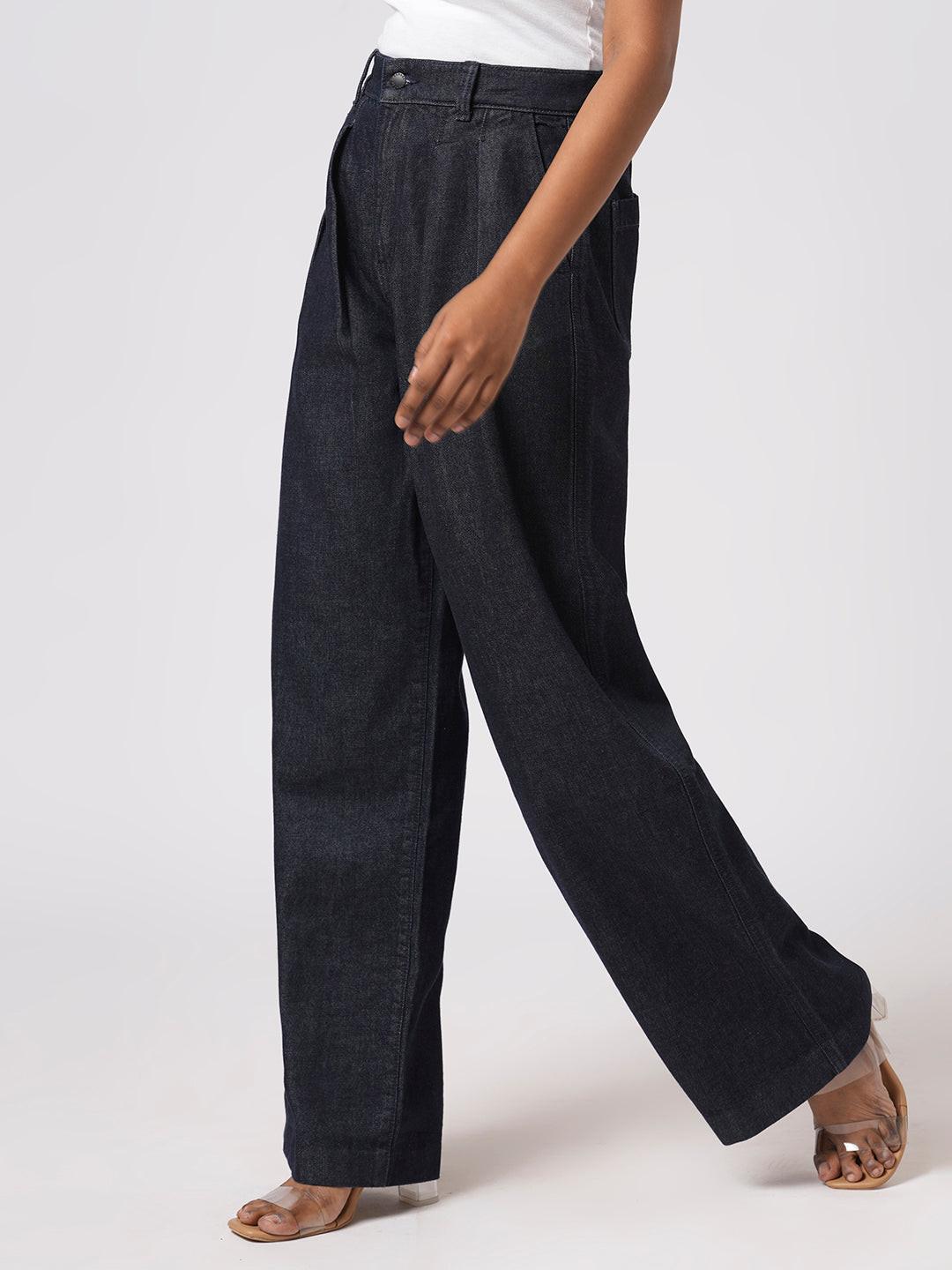 Denim Pin Tucked Pants.