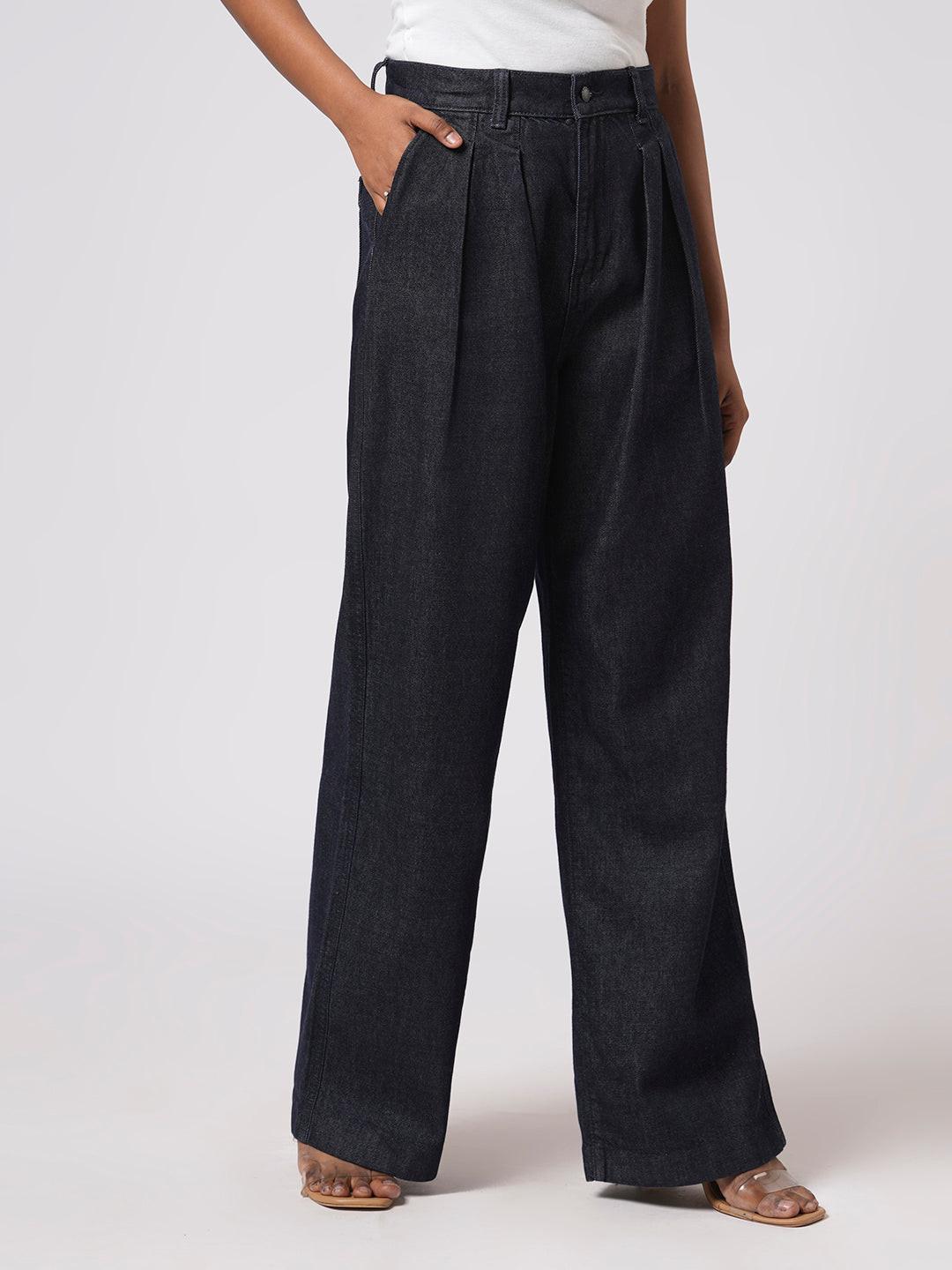 Denim Pin Tucked Pants.