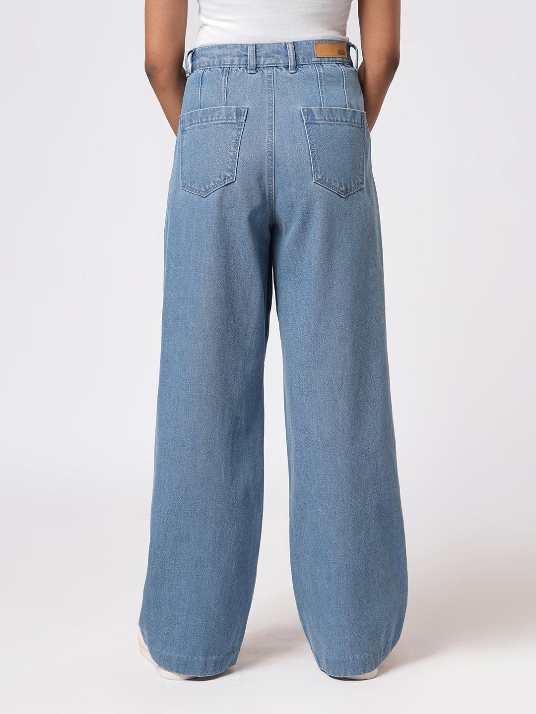Denim Pin Tucked Pants.