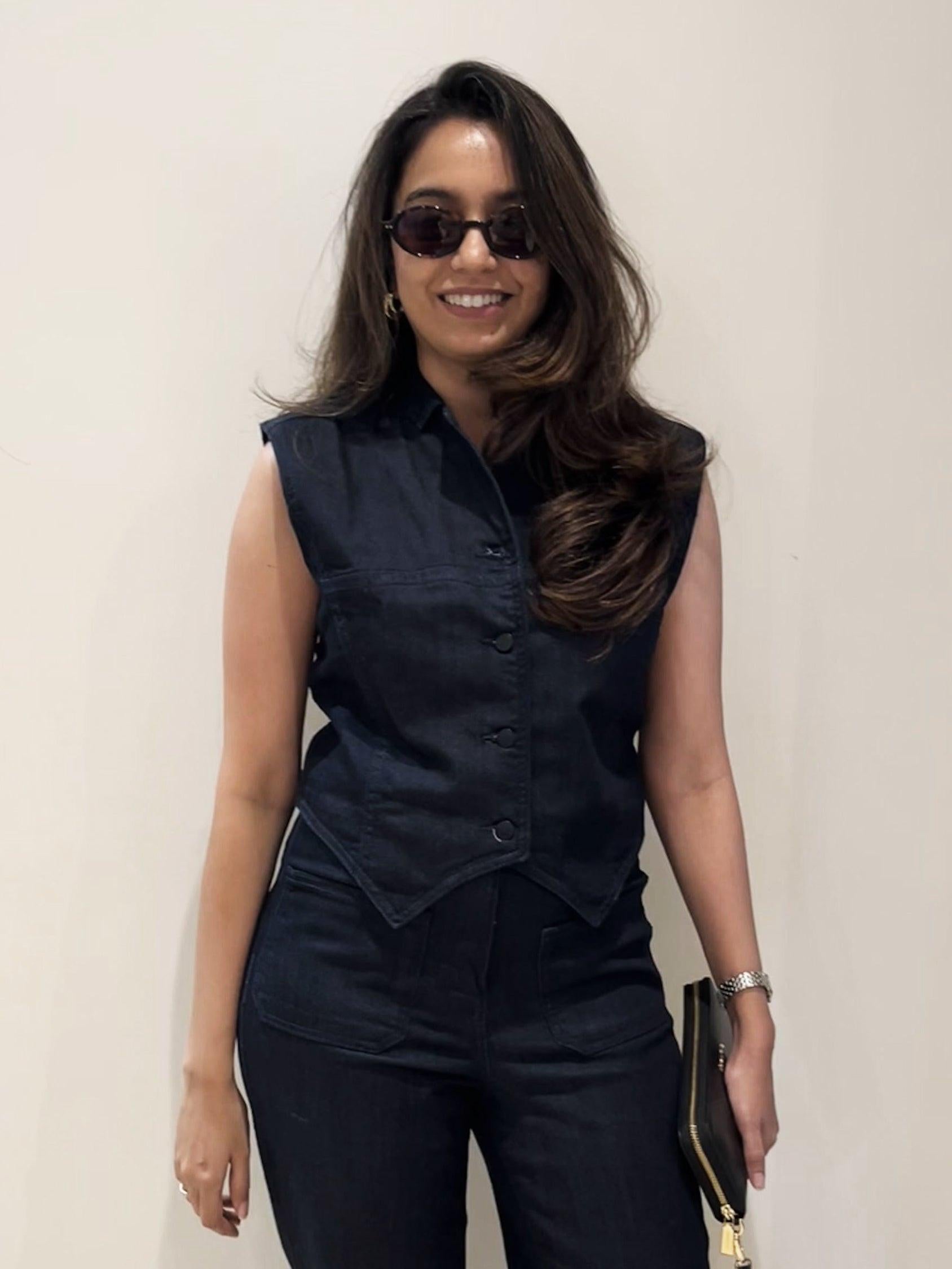 Denim Fitted Vest Top.