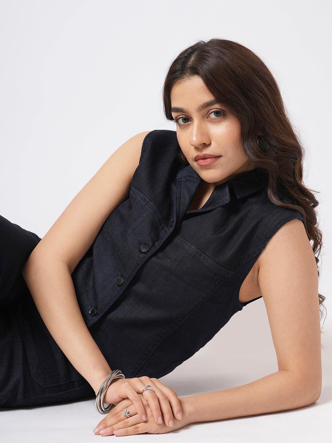 Denim Fitted Vest Top.