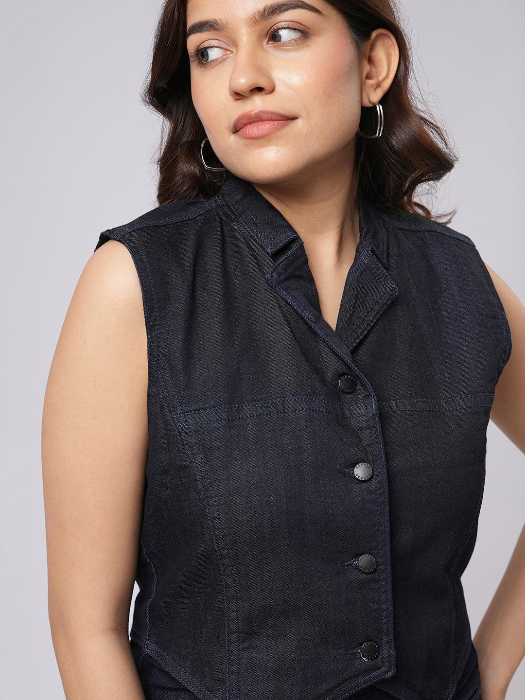 Denim Fitted Vest Top.