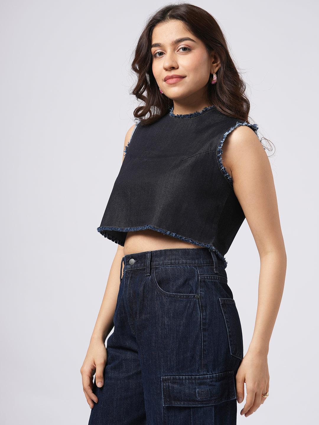 Frayed Denim Crop Top.