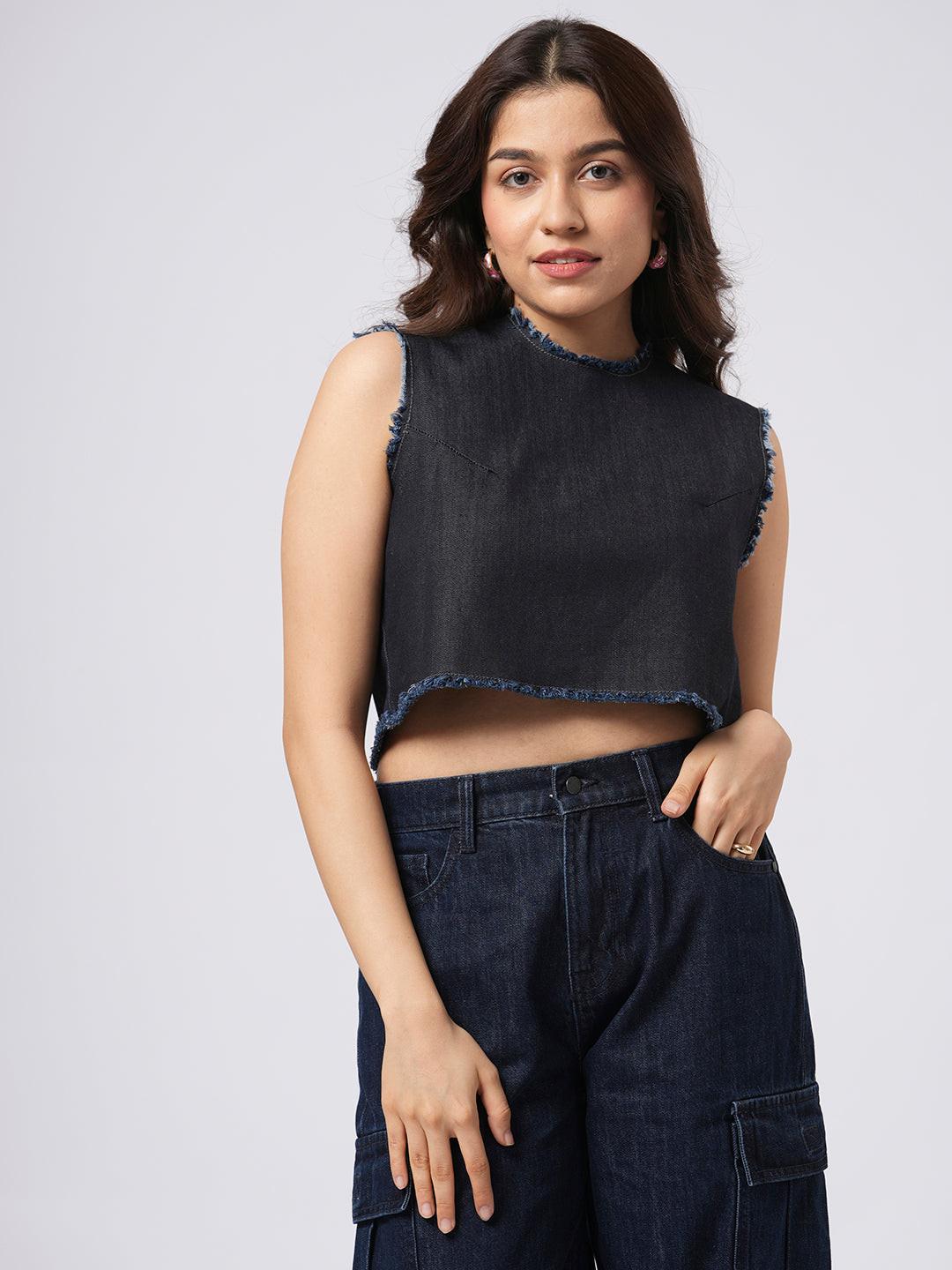 Frayed Denim Crop Top.