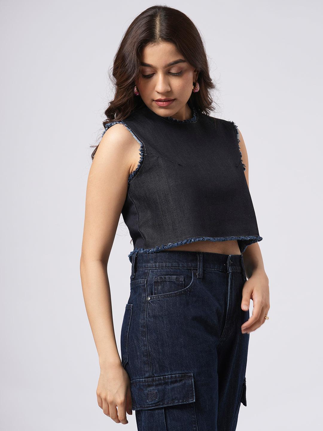 Frayed Denim Crop Top.