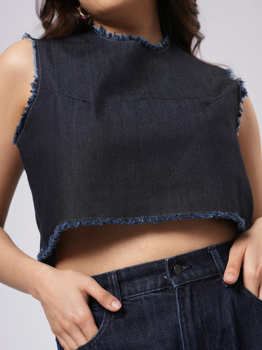 Frayed Denim Crop Top.
