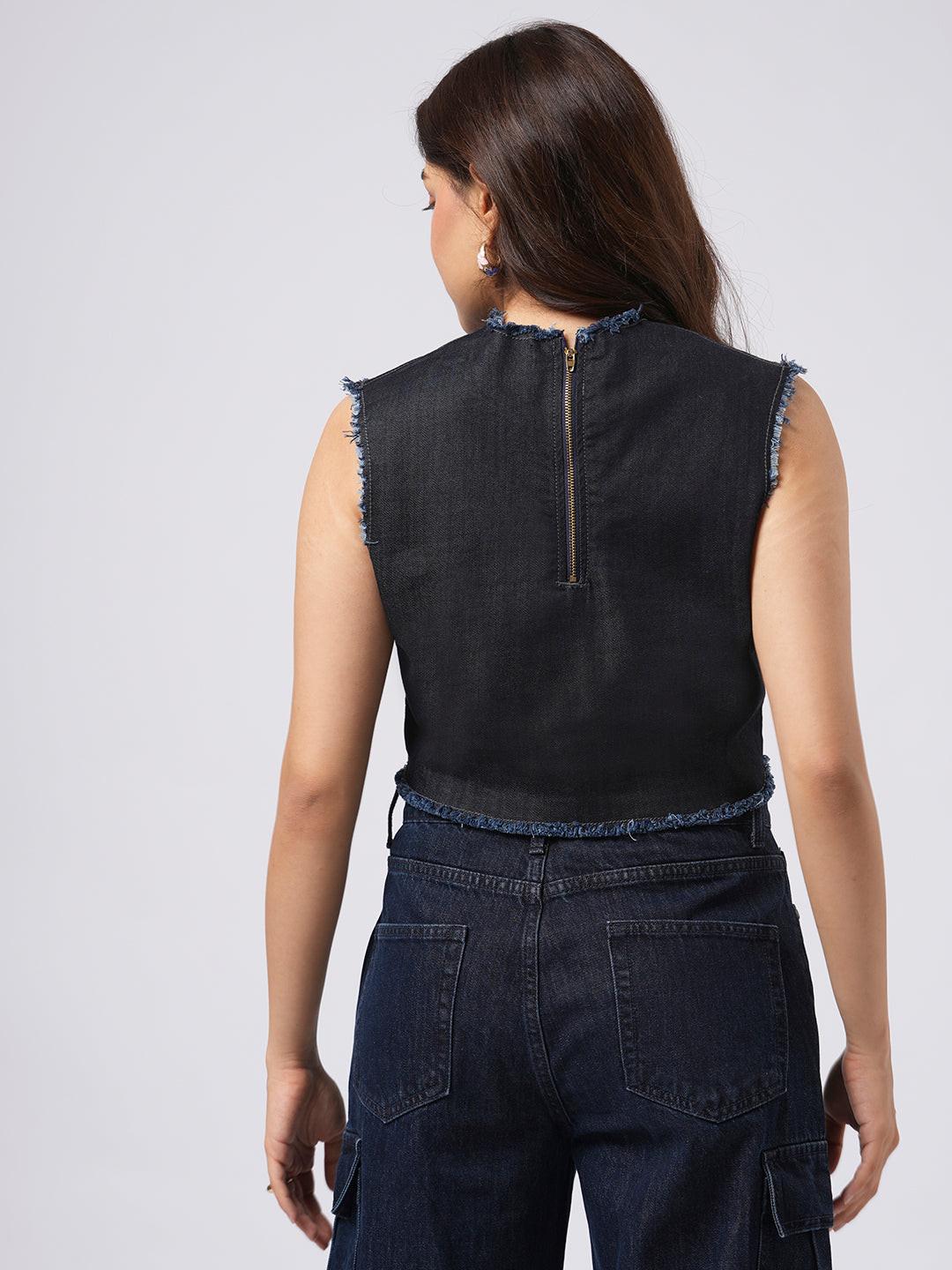 Frayed Denim Crop Top.