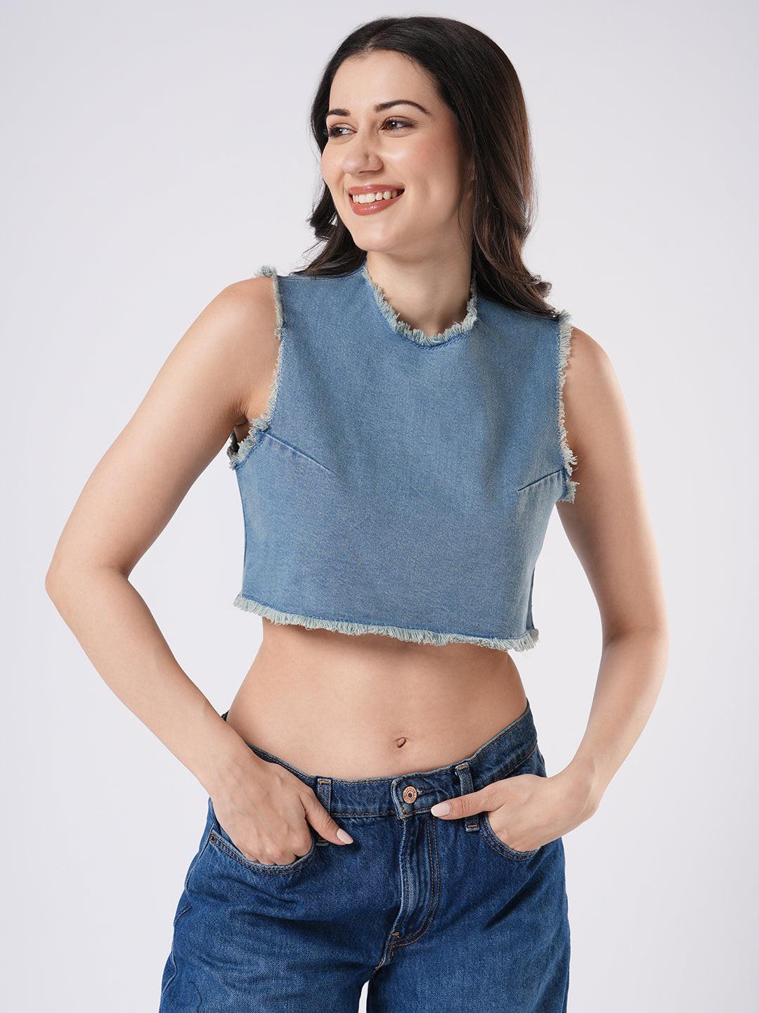 Frayed Denim Crop Top.