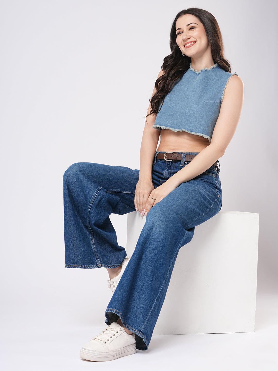 Frayed Denim Crop Top.