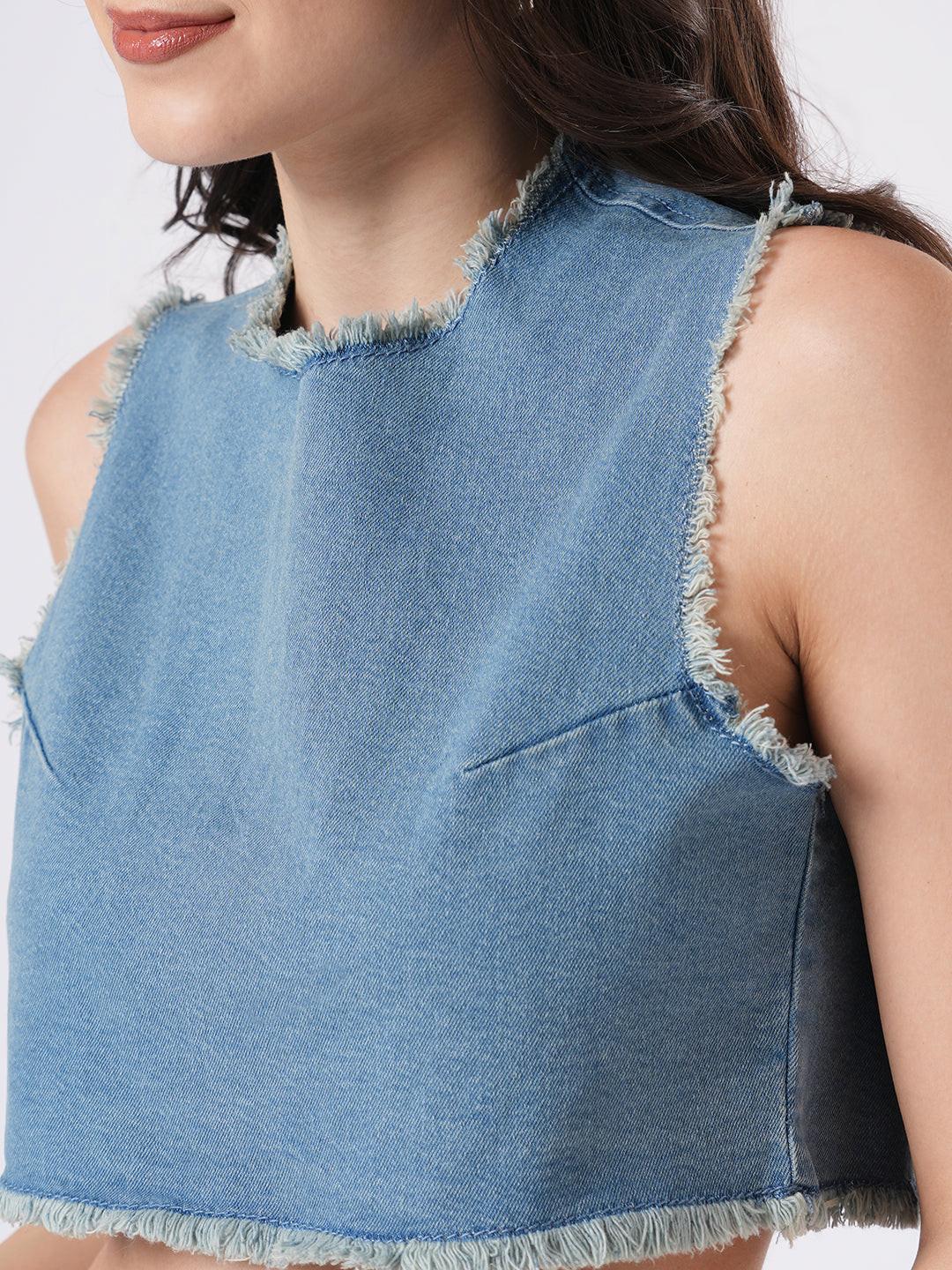 Frayed Denim Crop Top.