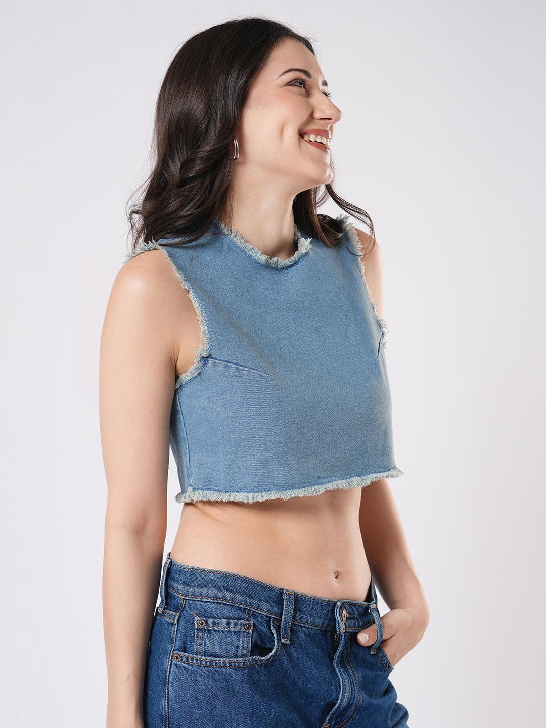 Frayed Denim Crop Top.