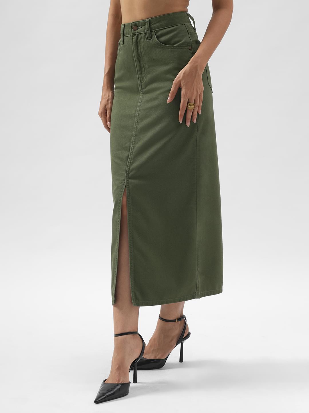 Rerasa  Front Slit Maxi Skirt 